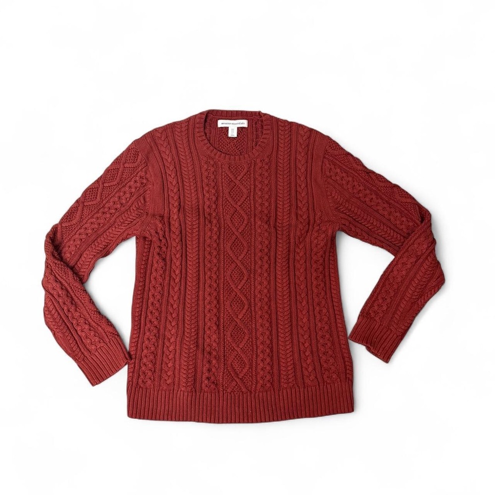 NWOT‎ Fisherman women's 100% cotton Essentials Burgundy Cable Knit Sweater M